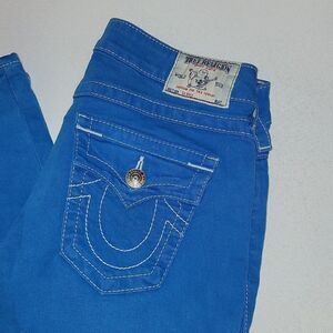 True Religion Skinny Jeans with Flaps Back Pockets Blue Size 28